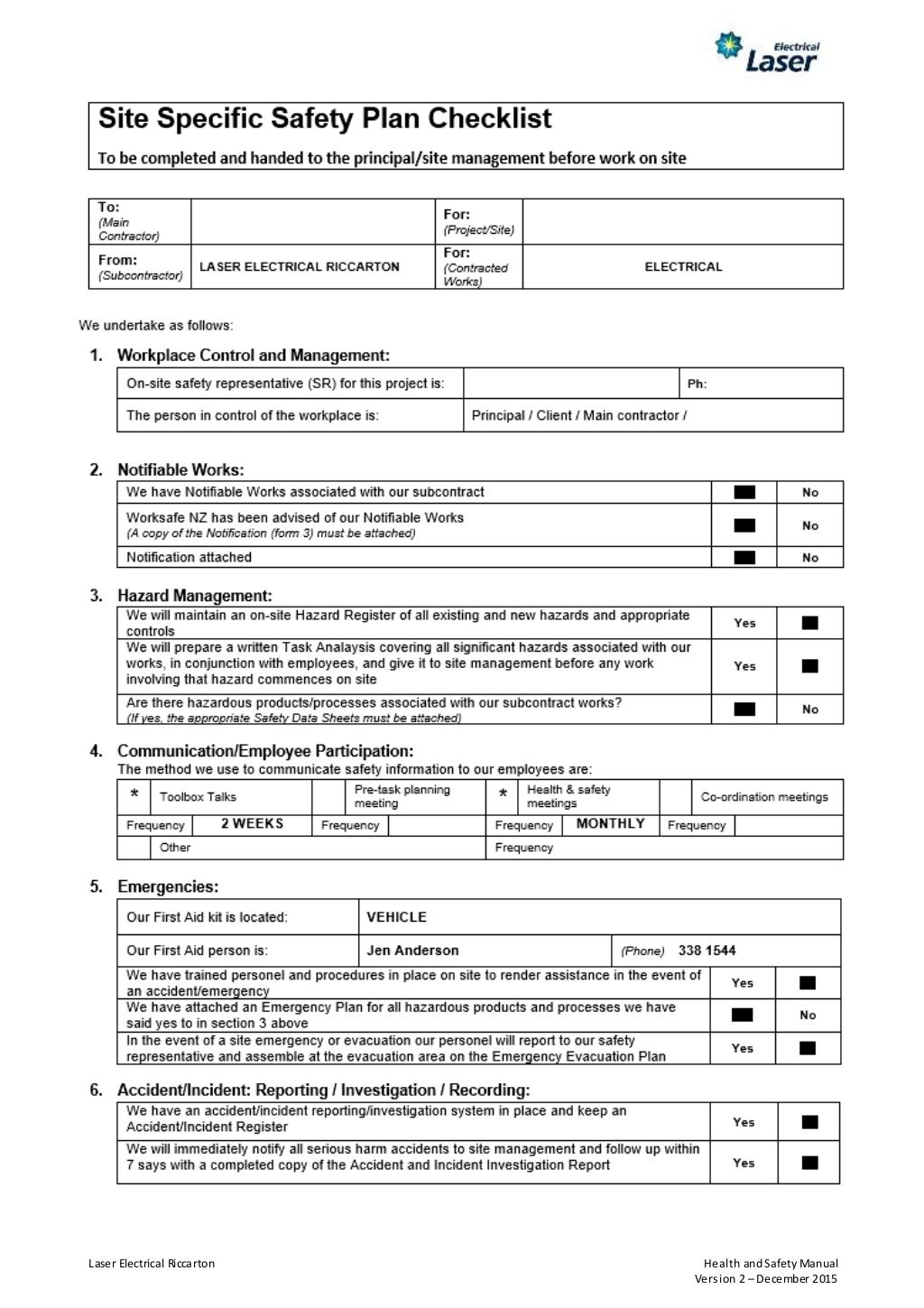 Health and safety manual (last updated 11.12.15)