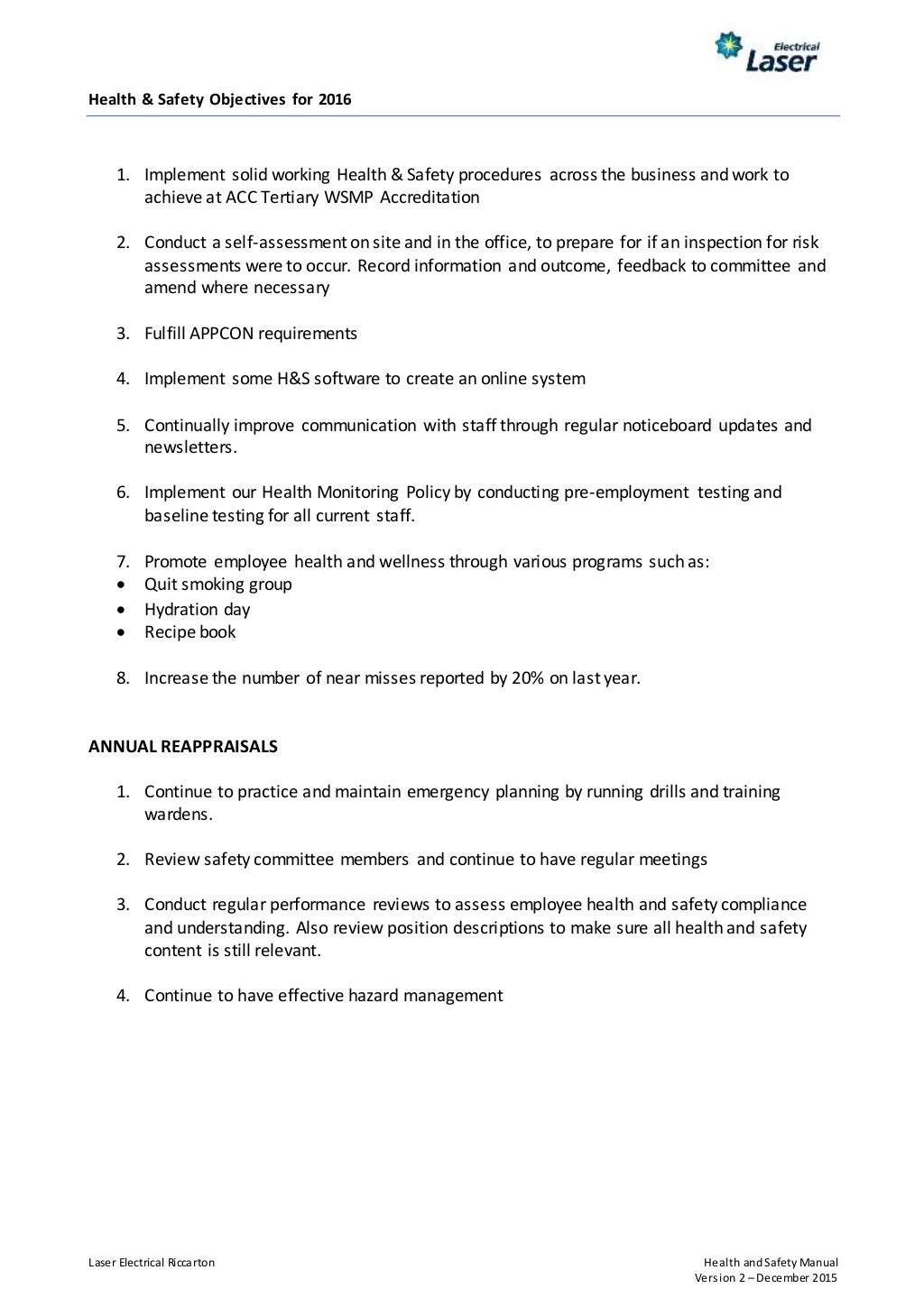 Health and safety manual (last updated 11.12.15)