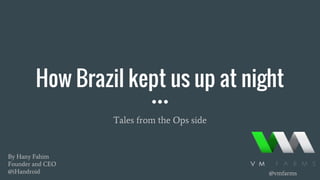 How Brazil kept us up at night
Tales from the Ops side
By Hany Fahim
Founder and CEO
@iHandroid @vmfarms
 