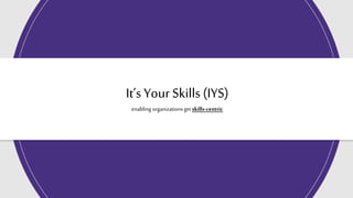 It’sYour Skills (IYS)
enabling organizationsget skills-centric
 