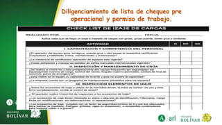 Diligenciamiento de lista de chequeo pre
operacional y permiso de trabajo.
 