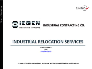 TheartofEngineering
IZMIT – ISTANBUL
2017
www.izgen.com.tr
IZGEN ELECTRICAL ENGINEERING, INDUSTRIAL AUTOMATION & MECHANICAL INDUSTRY LTD.
 