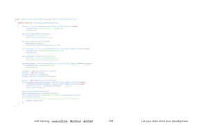 in2it training - www.in2it.be - @in2itvof - #in2tdd Let your tests drive your development
class Payments_Service_As400Test extends PHPUnitFrameworkTestCase
{
    public function testProcessingBankPayments()
    {
        $contact = $this->getMockBuilder(Contact_Model_Contact::class)
            ->setMethods(['getContactId', 'getName'])
            ->getMock();
        $contact->expects($this->any())
            ->method('getContactId')
            ->will($this->returnValue(1));
        $contact->expects($this->any())
            ->method('getName')
            ->will($this->returnValue('Foo Bar'));
        $contactMapper = $this->getMockBuilder(Contact_Model_Mapper_Contact::class)
            ->setMethods(['findContactByBankAccount'])
            ->getMock();
        $contactMapper->expects($this->any())
            ->method('findContactByBankAccount')
            ->will($this->returnValue($contact));
        $paymentsMapper = $this->getMockBuilder(Invoice_Model_Mapper_Payments::class)
            ->setMethods(['updatePayment'])
            ->getMock();
        $logMock = new Zend_Log_Writer_Mock();
        $logger = new Zend_Log();
        $logger->setWriter($logMock);
        $logger->setPriority(Zend_Log::DEBUG);
        $as400 = new Payments_Service_As400();
        $as400->addMapper($contactMapper, Contact_Model_Mapper_Contact::class)
            ->addMapper($paymentsMapper, Invoice_Model_Mapper_Payments::class)
            ->setPath(__DIR__ . DIRECTORY_SEPARATOR . '_files')
            ->setLogger($logger);
        $as400->processBankPayments();
        $this->assertCount(3, $logMock->events);
        $this->assertEquals('Processing 401341345', $logMock->events[1]);
        $this->assertEquals(
            'Found contact "Foo Bar" for bank account BE93522511513933',
            $logMock->events[2]
        );
    }
}
104
 