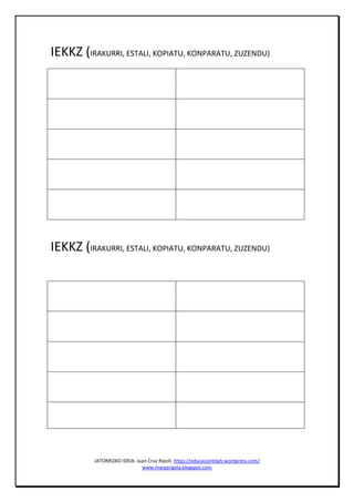 JATORRIZKO IDEIA: Juan Cruz Ripoll, https://educaciontdah.wordpress.com/
www.margarigela.blogspot.com
IEKKZ (IRAKURRI, ESTALI, KOPIATU, KONPARATU, ZUZENDU)
IEKKZ (IRAKURRI, ESTALI, KOPIATU, KONPARATU, ZUZENDU)
 