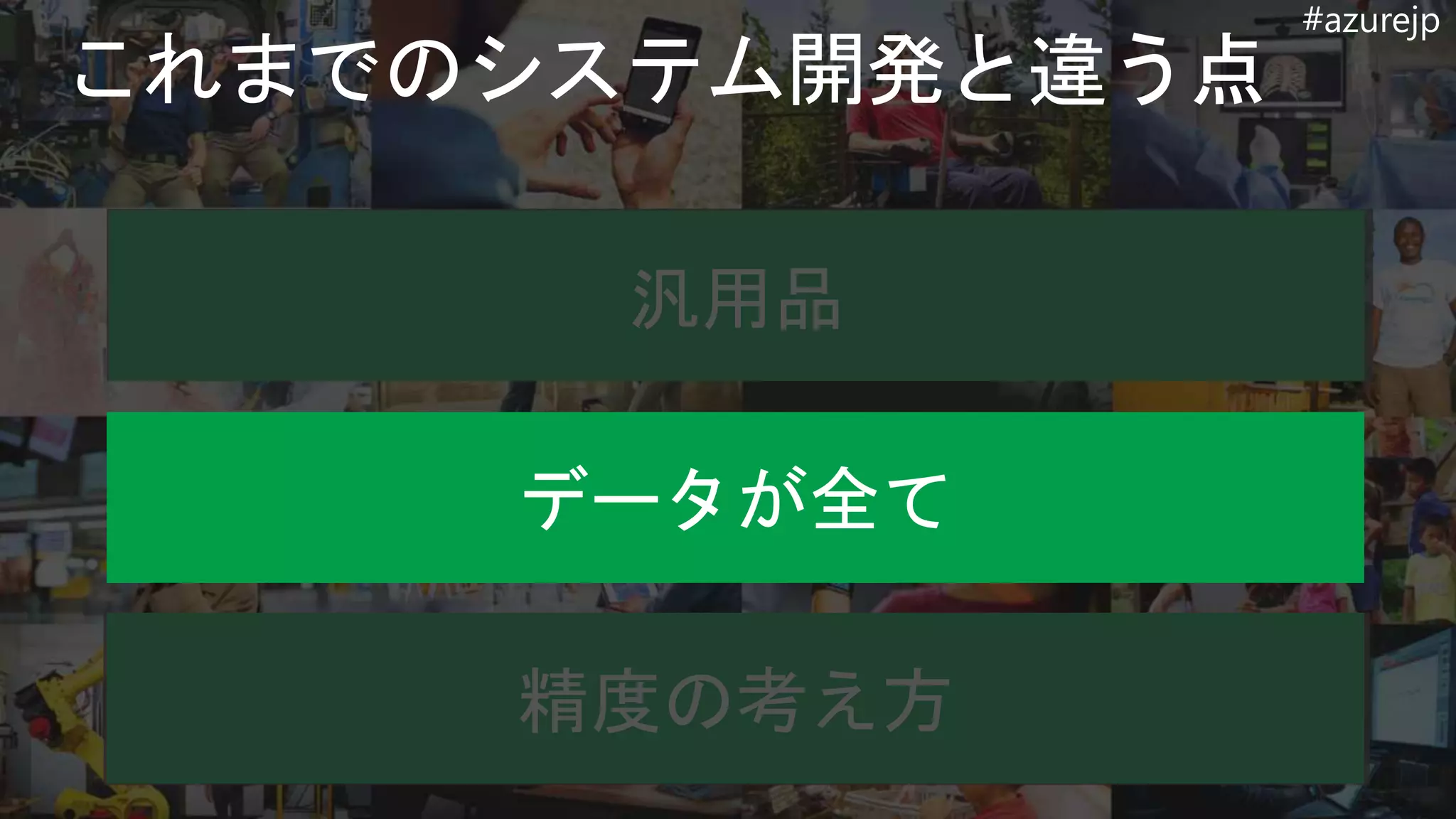 #azurejp
汎用品
データが全て
精度の考え方
 