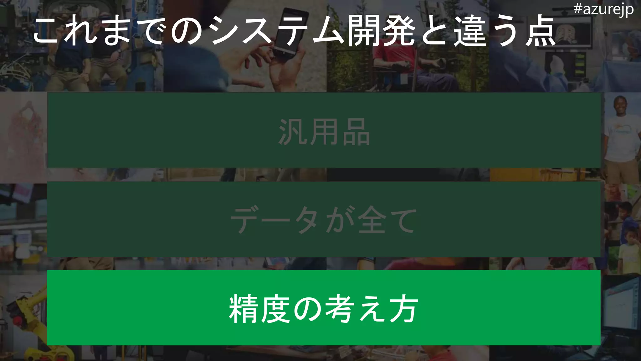 #azurejp
汎用品
データが全て
精度の考え方
 