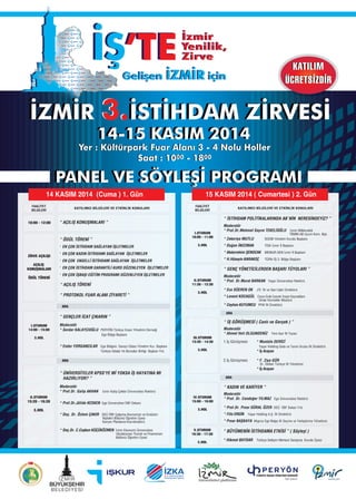 İzmir 3.İstihdam Zirvesi Panel ve Soylesi Programı