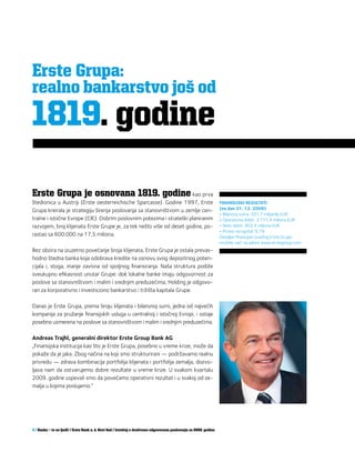 Izveštaj o Društveno odgovornom poslovanju Erste Banke za 2009. godinu