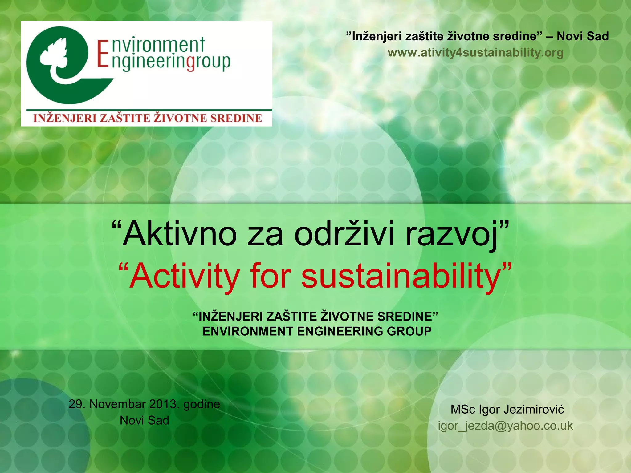 Aktivno za održivi razvoj | PPT