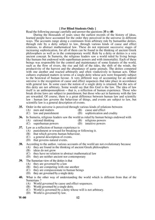 13.    Action research means                        13.   ¸o¯Û–··¸Ž·£{Ý ··Ë·oÛ·”··Ÿ·§ÏÝ
       (A) A longitudinal research                         (A) …ËÝ ··Ž€·™ÝÀ–· ··Ë·g
       (B) An applied research                             (B) Ÿ–··Ÿ·§Ý·¸™ÝoÛ ··Ë·g
       (C) A research initiated to solve an                (C) moÛ ··Ë·¸v·¤·Ë ¸oÛ¤·Àv·›ß™ÝÀ¤·•·¤–··oËÛ
            immediate problem
       (D) A research with socio-
                                                                     ¤·•····Ž·oËÛ¸œ·m·°·™Ý•”·¸oÛ–··q·–··§Ý·Ëg
            economic objective                             (D) ¤··•··¸v·oÛh·º„·oÛ–·Ë–·¤·ËoÛÀq·iµ ··Ë·g

14.    Research is                                   14.    ··Ë·§ÏÝ
       (A) Searching again and again                       (A) “··™Ý“··™Ýp··Ëv·oÛ™ÝŽ··g
       (B) Finding solution to any                         (B) ¸oÛ¤·À¤·•·¤–··oÛ·¤·•····Ž·}Ç²Ý}Ý®Ž··g
            problem                                        (C) ¸oÛ¤·À ¤·•·¤–·· oËÛ ¤·•“·Ž· •·Ì Ÿ·Ïw··¸Ž·oÛ
       (C) Working in a scientific way to                      }´Ýq· ¤·Ë ¤·€–· oÛ·Ë }Ç²Ý}Ý®Ž·Ë oËÛ ¸œ·m oÛ·–·µ
            search for truth of any problem                    oÛ™ÝŽ··g
       (D) None of the above                               (D) j·™Ý·Ën€·•·Ì¤·ËoÛ·ËiµŽ·§ÝÁg

15.    A common test in research demands             15.   hŽ·Ä¤·´··Ž·hŽŸ·Ë£·~· 