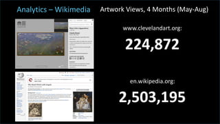 t
Analytics – Wikimedia Artwork Views, 4 Months (May-Aug)
en.wikipedia.org:
www.clevelandart.org:
224,872
2,503,195
 