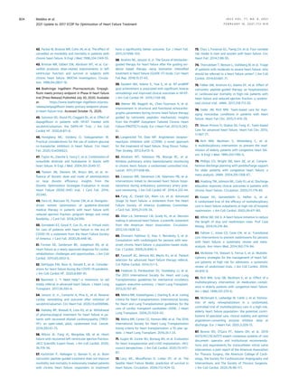 42. Packer M, Bristow MR, Cohn JN, et al. The effect of
carvedilol on morbidity and mortality in patients with
chronic heart failure. N Engl J Med. 1996;334:1349–55.
43. Bristow MR, Gilbert EM, Abraham WT, et al. Car-
vedilol produces dose-related improvements in left
ventricular function and survival in subjects with
chronic heart failure. MOCHA Investigators. Circula-
tion. 1996;94:2807–16.
44. Boehringer Ingelheim Pharmaceuticals. Empagli-
ﬂozin meets primary endpoint in Phase III heart failure
trial [Press Release] Published July 30, 2020. Available
at: https://www.boehringer-ingelheim.in/press-
release/empagliﬂozin-meets-primary-endpoint-phase-
iii-heart-failure-trial. Accessed October 15, 2020.
45. Solomon SD, Jhund PS, Claggett BL, et al. Effect of
dapagliﬂozin in patients with HFrEF treated with
sacubitril/valsartan: the DAPA-HF Trial. J Am Coll
Cardiol HF. 2020;8:811–8.
46. Honigberg MC, Vardeny O, Vaduganathan M.
Practical considerations for the use of sodium-glucose
co-transporter inhibitors in heart failure. Circ Heart
Fail. 2020;13:e006623.
47. Taylor AL, Ziesche S, Yancy C, et al. Combination of
isosorbide dinitrate and hydralazine in blacks with
heart failure. N Engl J Med. 2004;351:2049–57.
48. Testani JM, Stevens SR, Brisco MA, et al. In-
ﬂuence of diuretic dose and route of administration
on loop diuretic efﬁciency: insights from the
Diuretic Optimization Strategies Evaluation in Acute
Heart Failure (DOSE-AHF) trial. J Card Fail. 2014;
20:S40.
49. Fera LE, MacLean TE, Fischer CM, et al. Navigator-
driven remote optimization of guideline-directed
medical therapy in patients with heart failure with
reduced ejection fraction: program design and initial
feasibility. J Card Fail. 2018;24:S99.
50. Gorodeski EZ, Goyal P, Cox ZL, et al. Virtual visits
for care of patients with heart failure in the era of
COVID-19: a statement from the Heart Failure Society
of America. J Card Fail. 2020;26:448–56.
51. Forman DE, Sanderson BK, Josephson RA, et al.
Heart failure as a newly approved diagnosis for cardiac
rehabilitation: challenges and opportunities. J Am Coll
Cardiol. 2015;65:2652–9.
52. DeFilippis EM, Reza N, Donald E, et al. Consider-
ations for heart failure during the COVID-19 pandemic.
J Am Coll Cardiol HF. 2020;8:681–91.
53. Baumwol J. “I Need Help”—a mnemonic to aid
timely referral in advanced heart failure. J Heart Lung
Transplant. 2017;36:593–4.
54. Januzzi JL Jr., Camacho A, Pina IL, et al. Reverse
cardiac remodeling and outcome after initiation of
sacubitril/valsartan. Circ Heart Fail. 2020;13:e006946.
55. Halliday BP, Wassall R, Lota AS, et al. Withdrawal
of pharmacological treatment for heart failure in pa-
tients with recovered dilated cardiomyopathy (TRED-
HF): an open-label, pilot, randomised trial. Lancet.
2019;393:61–73.
56. Wilcox JE, Fang JC, Margulies KB, et al. Heart
failure with recovered left ventricular ejection fraction:
JACC Scientiﬁc Expert Panel. J Am Coll Cardiol. 2020;
76:719–34.
57. Karlström P, Alehagen U, Boman K, et al. Brain
natriuretic peptide-guided treatment does not improve
morbidity and mortality in extensively treated patients
with chronic heart failure: responders to treatment
have a signiﬁcantly better outcome. Eur J Heart Fail.
2011;13:1096–103.
58. Ibrahim NE, Januzzi JL Jr. The future of biomarker-
guided therapy for heart failure after the guiding evi-
dence based therapy using biomarker intensiﬁed
treatment in heart failure (GUIDE-IT) study. Curr Heart
Fail Rep. 2018;15:37–43.
59. Daubert MA, Adams K, Yow E, et al. NT-proBNP
goal achievement is associated with signiﬁcant reverse
remodelings and improved clinical outcomes in HFrEF.
J Am Coll Cardiol HF. 2019;7:158–68.
60. Weiner RB, Baggish AL, Chen-Tournoux A, et al.
Improvement in structural and functional echocardio-
graphic parameters during chronic heart failure therapy
guided by natriuretic peptides: mechanistic insights
from the ProBNP Outpatient Tailored Chronic Heart
Failure (PROTECT) study. Eur J Heart Fail. 2013;15:342–
51.
61. Langenickel TH, Dole WP. Angiotensin receptor-
neprilysin inhibition with LCZ696: a novel approach
for the treatment of heart failure. Drug Discov Today:
Ther Strateg. 2012;9:e131–9.
62. Abraham WT, Adamson PB, Bourge RC, et al.
Wireless pulmonary artery haemodynamic monitoring
in chronic heart failure: a randomised controlled trial.
Lancet. 2011;377:658–66.
63. Costanzo MR, Stevenson LW, Adamson PB, et al.
Interventions linked to decreased heart failure hospi-
talizations during ambulatory pulmonary artery pres-
sure monitoring. J Am Coll Cardiol HF. 2016;4:333–44.
64. Fang JC, Ewald GA, Allen LA, et al. Advanced
(stage D) heart failure: a statement from the Heart
Failure Society of America Guidelines Committee.
J Card Fail. 2015;21:519–34.
65. Allen LA, Stevenson LW, Grady KL, et al. Decision
making in advanced heart failure: a scientiﬁc statement
from the American Heart Association. Circulation.
2012;125:1928–52.
66. Ehrmann Feldman D, Xiao Y, Bernatsky S, et al.
Consultation with cardiologists for persons with new-
onset chronic heart failure: a population-based study.
Can J Cardiol. 2009;25:690–4.
67. Fanaroff AC, DeVore AD, Mentz RJ, et al. Patient
selection for advanced heart failure therapy referral.
Crit Pathw Cardiol. 2014;13:1–5.
68. Feldman D, Pamboukian SV, Teuteberg JJ, et al.
The 2013 International Society for Heart and Lung
Transplantation guidelines for mechanical circulatory
support: executive summary. J Heart Lung Transplant.
2013;32:157–87.
69. Mehra MR, Kobashigawa J, Starling R, et al. Listing
criteria for heart transplantation: International Society
for Heart and Lung Transplantation guidelines for the
care of cardiac transplant candidates—2006. J Heart
Lung Transplant. 2006;25:1024–42.
70. Mehra MR, Canter CE, Hannan MM, et al. The 2016
International Society for Heart Lung Transplantation
listing criteria for heart transplantation: a 10-year up-
date. J Heart Lung Transplant. 2016;35:1–23.
71. Guglin M, Zucker MJ, Borlaug BA, et al. Evaluation
for heart transplanation and LVAD implantation: JACC
council perspectives. J Am Coll Cardiol. 2020;75:1471–
87.
72. Levy WC, Mozaffarian D, Linker DT, et al. The
Seattle Heart Failure Model: prediction of survival in
heart failure. Circulation. 2006;113:1424–33.
73. Chyu J, Fonarow GC, Tseng CH, et al. Four-variable
risk model in men and women with heart failure. Circ
Heart Fail. 2014;7:88–95.
74. Thorvaldsen T, Benson L, Stahlberg M, et al. Triage
of patients with moderate to severe heart failure: who
should be referred to a heart failure center? J Am Coll
Cardiol. 2014;63:661–71.
75. Felker GM, Anstrom KJ, Adams KF, et al. Effect of
natriuretic peptide-guided therapy on hospitalization
or cardiovascular mortality in high-risk patients with
heart failure and reduced ejection fraction: a random-
ized clinical trial. JAMA. 2017;318:713–20.
76. Vader JM, Rich MW. Team-based care for man-
aging noncardiac conditions in patients with heart
failure. Heart Fail Clin. 2015;11:419–29.
77. Wever-Pinzon O, Drakos SG, Fang JC. Team-based
Care for advanced heart failure. Heart Fail Clin. 2015;
11:467–77.
78. Rich MW, Beckham V, Wittenberg C, et al.
A multidisciplinary intervention to prevent the read-
mission of elderly patients with congestive heart fail-
ure. N Engl J Med. 1995;333:1190–5.
79. Phillips CO, Wright SM, Kern DE, et al. Compre-
hensive discharge planning with postdischarge support
for older patients with congestive heart failure: a
meta-analysis. JAMA. 2004;291:1358–67.
80. Koelling TM, Johnson ML, Cody RJ, et al. Discharge
education improves clinical outcomes in patients with
chronic heart failure. Circulation. 2005;111:179–85.
81. Kasper EK, Gerstenblith G, Hefter G, et al.
A randomized trial of the efﬁcacy of multidisciplinary
care in heart failure outpatients at high risk of hospital
readmission. J Am Coll Cardiol. 2002;39:471–80.
82. White SM, Hill A. A heart failure initiative to reduce
the length of stay and readmission rates. Prof Case
Manag. 2014;19:276–84.
83. Feltner C, Jones CD, Cene CW, et al. Transitional
care interventions to prevent readmissions for persons
with heart failure: a systematic review and meta-
analysis. Ann Intern Med. 2014;160:774–84.
84. McAlister FA, Stewart S, Ferrua S, et al. Multidis-
ciplinary strategies for the management of heart fail-
ure patients at high risk for admission: a systematic
review of randomized trials. J Am Coll Cardiol. 2004;
44:810–9.
85. Rich MW, Gray DB, Beckham V, et al. Effect of a
multidisciplinary intervention on medication compli-
ance in elderly patients with congestive heart failure.
Am J Med. 1996;101:270–6.
86. McDonald K, Ledwidge M, Cahill J, et al. Elimina-
tion of early rehospitalization in a randomized,
controlled trial of multidisciplinary care in a high-risk,
elderly heart failure population: the potential contri-
butions of specialist care, clinical stability and optimal
angiotensin-converting enzyme inhibitor dose at
discharge. Eur J Heart Fail. 2001;3:209–15.
87. Bonow RO, O’Gara PT, Adams DH, et al. 2019
AATS/ACC/SCAI/STS expert consensus systems of care
document: operator and institutional recommenda-
tions and requirements for transcatheter mitral valve
intervention: a joint report of the American Association
for Thoracic Surgery, the American College of Cardi-
ology, the Society for Cardiovascular Angiography and
Interventions, and The Society of Thoracic Surgeons.
J Am Coll Cardiol. 2020;76:96–117.
Maddox et al. J A C C V O L . 7 7 , N O . 6 , 2 0 2 1
2021 Update to 2017 ECDP for Optimization of Heart Failure Treatment F E B R U A R Y 1 6 , 2 0 2 1 : 7 7 2 – 8 1 0
804
 