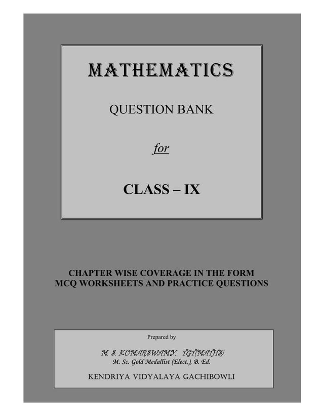 MATHEMATICS QUESTION BANK FOR CLASS - IX | PDF