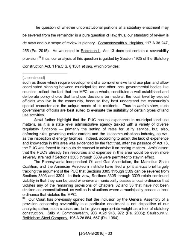 PA Supreme Court Decision in Robinson v Commonwealth of Pennsylvania