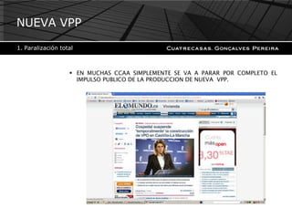 EN MUCHAS CCAA SIMPLEMENTE SE VA A PARAR POR COMPLETO EL IMPULSO PUBLICO DE LA PRODUCCION DE NUEVA  VPP. NUEVA VPP Paralización total  