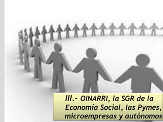 III.- OINARRI, la SGR de la
Economía Social, las Pymes,
microempresas y autónomos
 