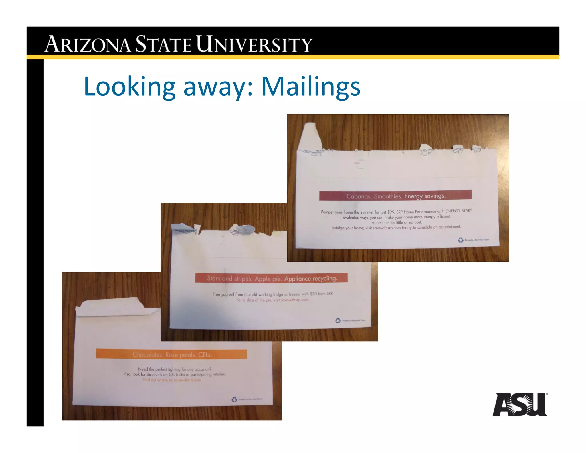 Looking away: Mailings
 