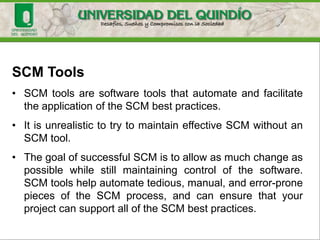 Be Careful
SCM component is a set of related files
and directories that are versioned,
shared, built, and baselined as a
single unit
¿?
 