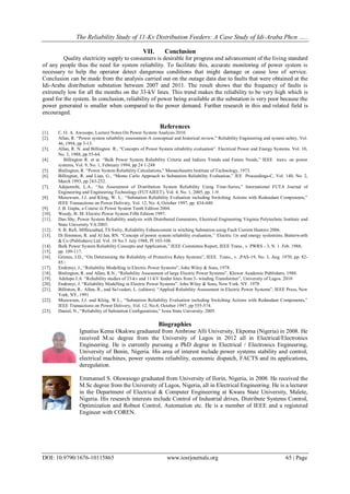 The Reliability Study of 11-Kv Distribution Feeders: A Case Study of ...