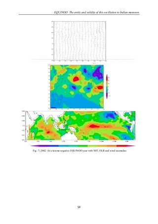 EQUINOO: The entity and validity of this oscillation to Indian monsoon




Fig : 7; 2002: An ext reme negative EQUINOO year with SST, OLR and wind anomalies




                                      54
 