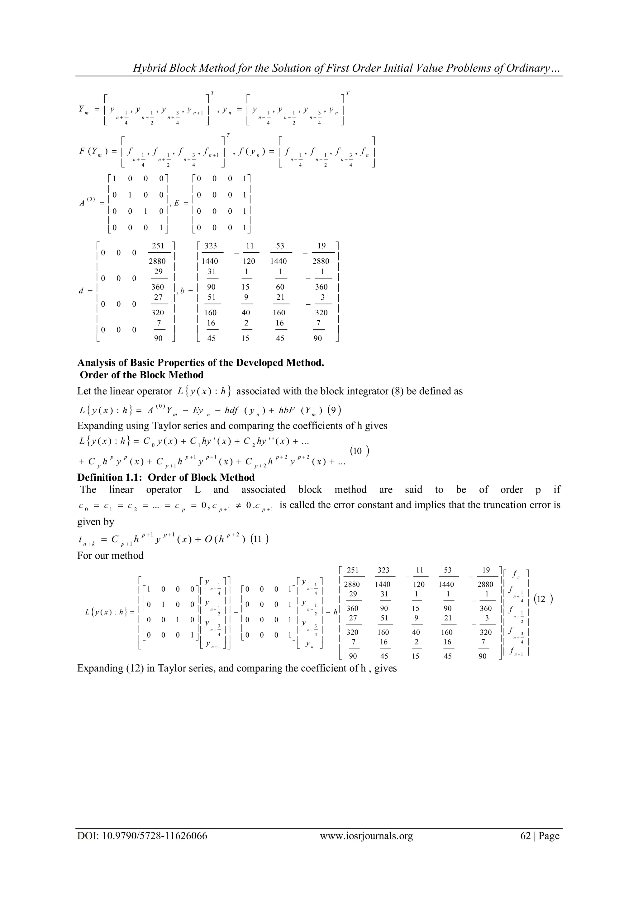 Hybrid Block Method for the Solution of First Order Initial Value ...