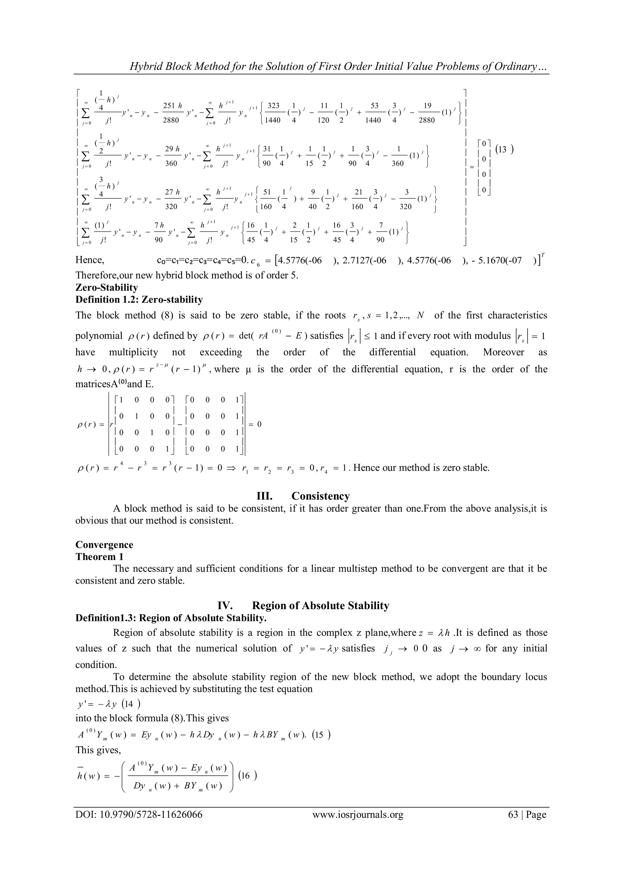 Hybrid Block Method for the Solution of First Order Initial Value ...