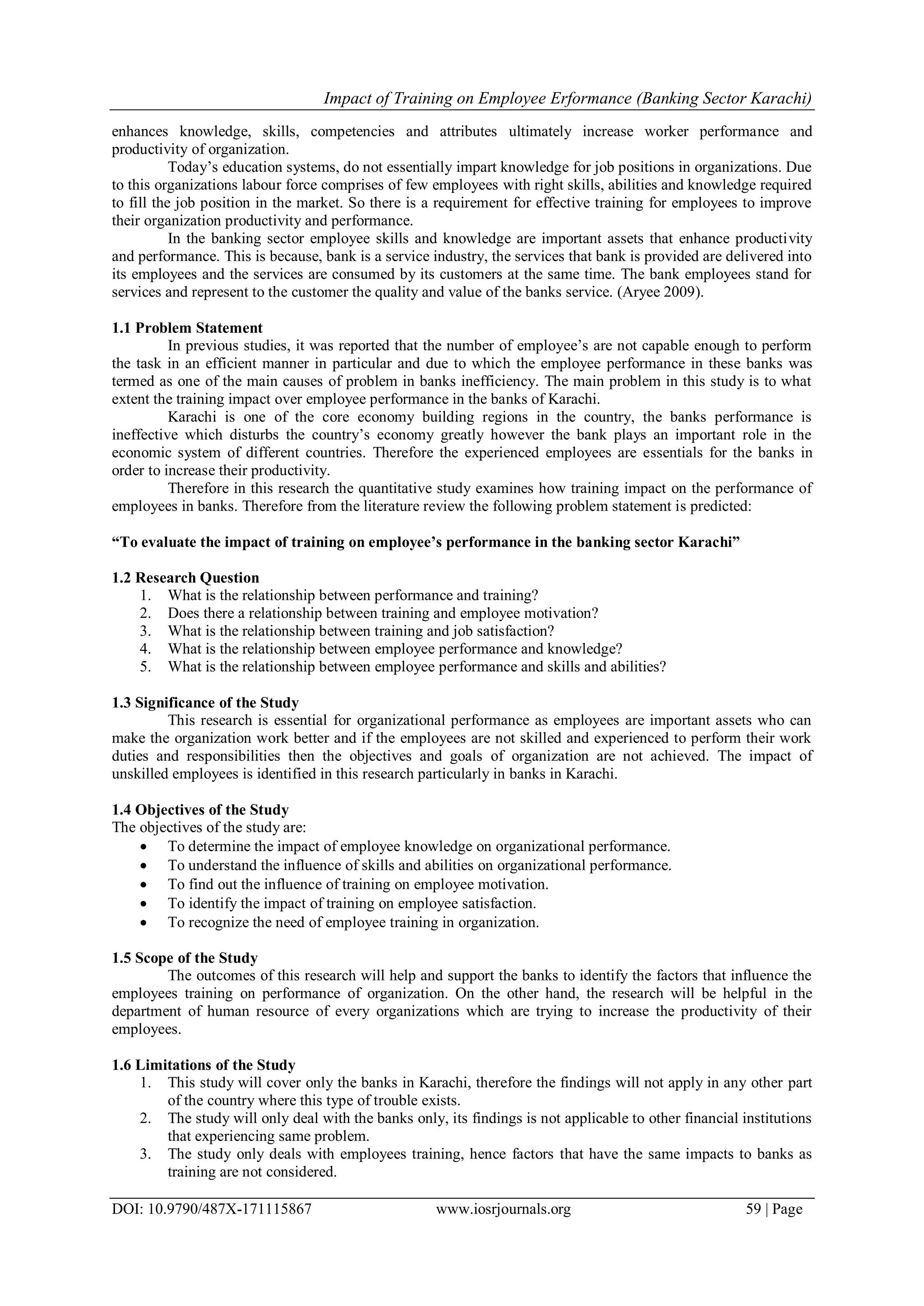 Impact of Training on Employee Performance (Banking Sector Karachi) | PDF