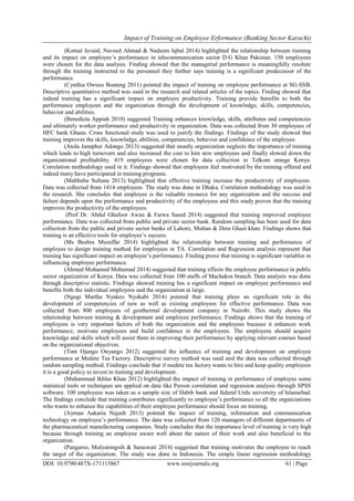 Impact of Training on Employee Performance (Banking Sector Karachi) | PDF