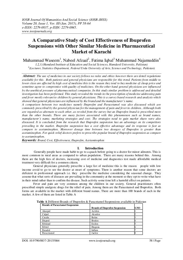 A Comparative Study of Cost Effectiveness of Ibuprofen Suspensions wi…