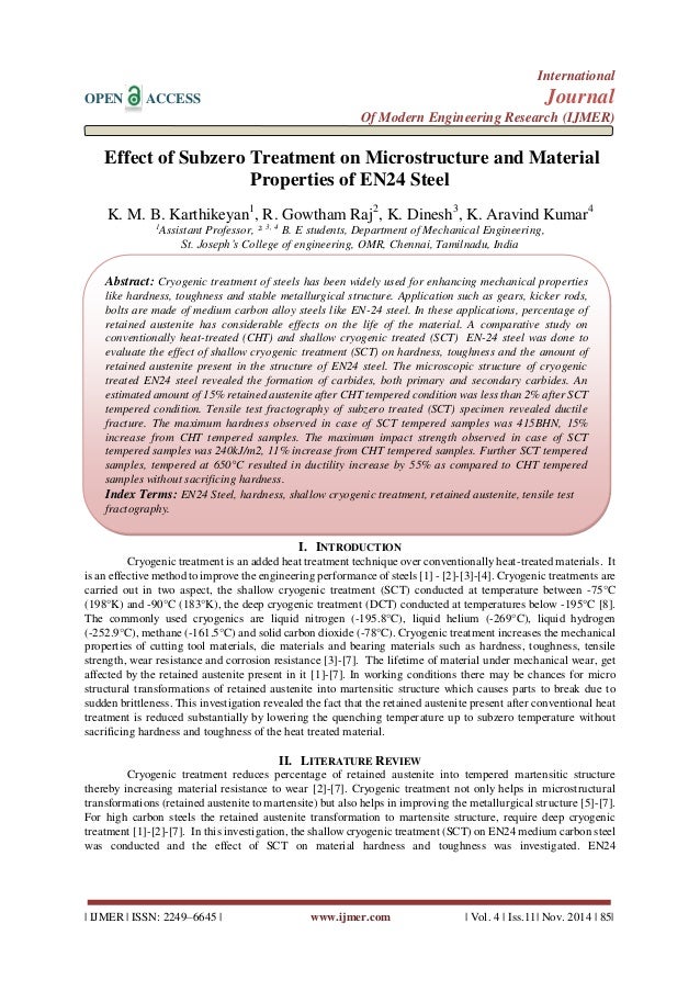 Effect Of Subzero Treatment On Microstructure And Material Properti