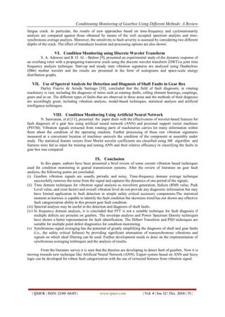 Conditioning Monitoring of Gearbox Using Different Methods: A Review | PDF