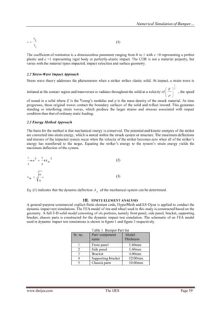 Numerical Simulation of Bumper Impact Analysis and To Improve Design ...