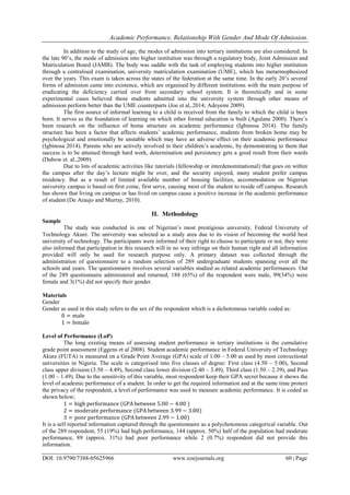 Academic Performance, Relationship with Gender and Mode of Admission | PDF