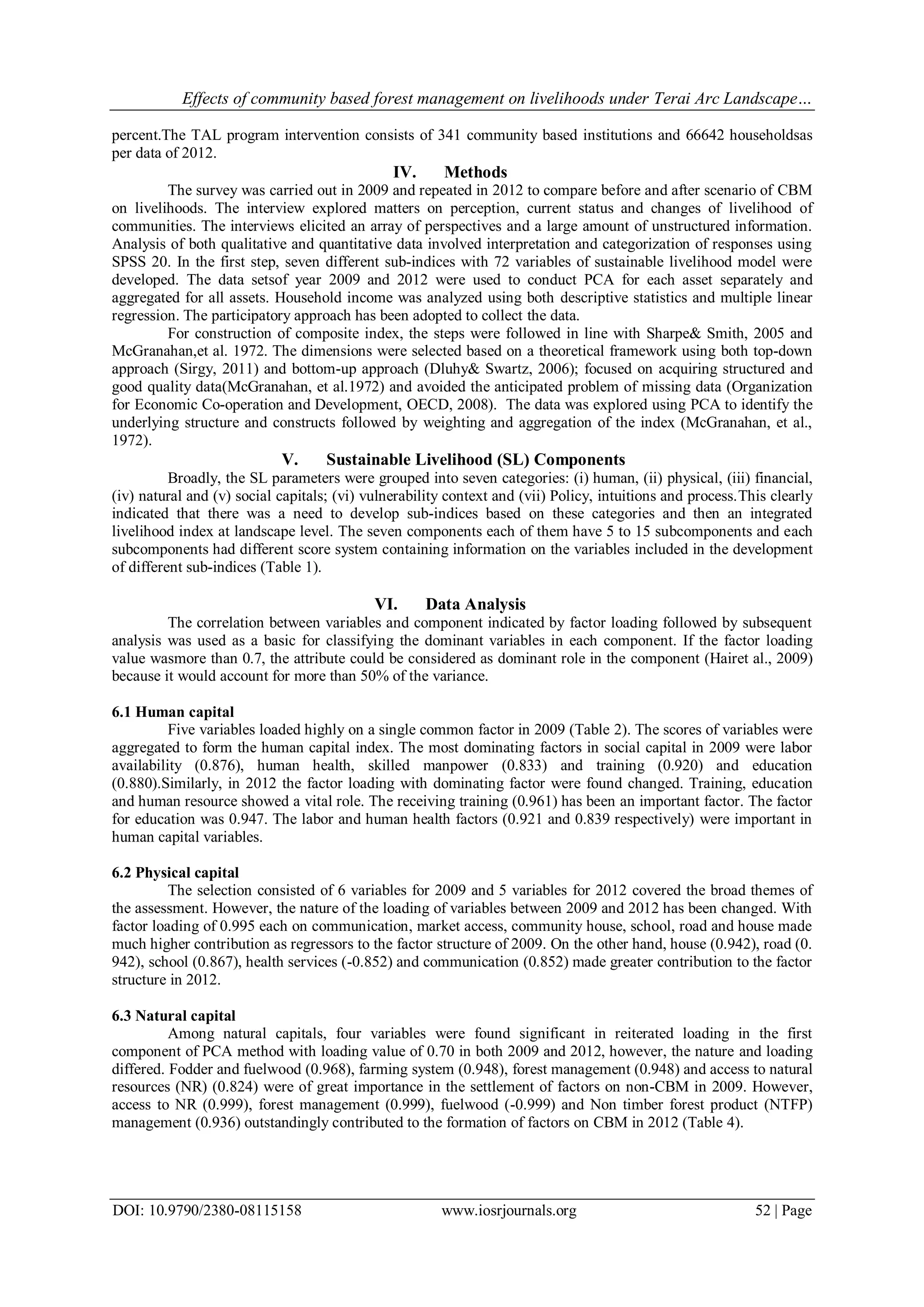 Effects of Community Based Forest Management on Livelihoods under Terai ...