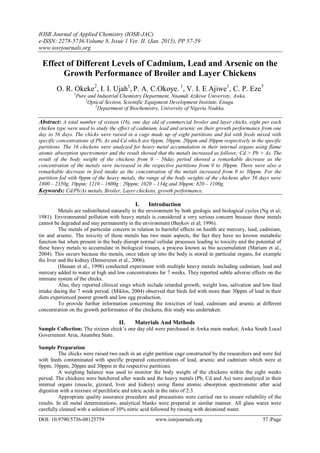 Effect of Different Levels of Cadmium, Lead and Arsenic on the Growth ...