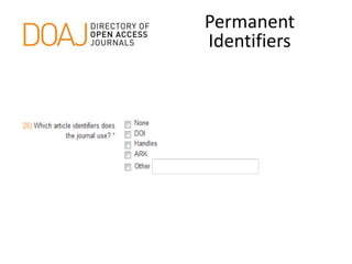 Permanent
Identifiers
 