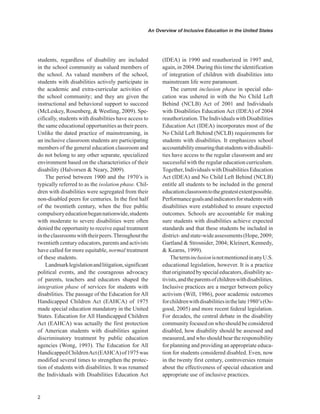 An Overview of Inclusive Education in the United States | PDF