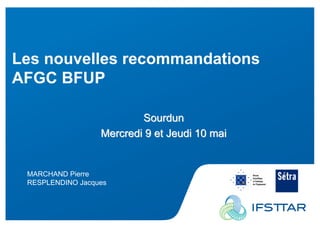 Les Plénières Journées Techniques Ouvrages d’Art 2012




  Les nouvelles recommandations
  AFGC BFUP

                                                 Sourdun
                                         Mercredi 9 et Jeudi 10 mai


        MARCHAND Pierre
        RESPLENDINO Jacques




Resplendino - Marchand
 