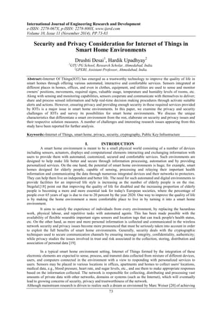 Security and Privacy Consideration for Internet of Things in Smart Home ...