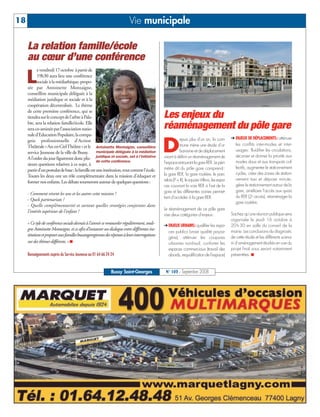 18                                                                        Vie municipale

     La relation famille/école
     au cœur d’une conférence
           e vendredi 17 octobre à partir de

     L     19h30 aura lieu une conférence
           sociale à la médiathèque, propo-
     sée par Antoinette Montaigne,
     conseillère municipale déléguée à la
     médiation juridique et sociale et à la
     coopération décentralisée. Le thème
     de cette première conférence, qui se
     tiendra sur le concept de l’arbre à Pala-                                                 Les enjeux du
     bre, sera la relation famille/école. Elle
     sera co-aminée par l’association natio-                                                   réaménagement du pôle gare
     nale d’Education Populaire, la compa-


                                                                                               D
                                                                                                          epuis plus d’un an, la com-         ➔ ENJEUX DE DÉPLACEMENTS: atténuer
     gnie professionnelle d’Action
                                                                                                          mune mène une étude d’ur-             les conflits inter-modes et inter-
     Théâtrale « Arc en Ciel Théâtre » et le Antoinette Montaigne, conseillère
                                                   municipale déléguée à la médiation                     banisme et de déplacement             usages: fluidifier les circulations,
     service Jeunesse de la ville de Bussy.
                                                                                               visant à définir un réaménagement de             sécuriser et donner la priorité aux
     A l’ordre du jour figureront donc plu- juridique et sociale, est à l’initiative
                                                   de cette conférence.                        l’espace entourant la gare RER. Le péri-         modes doux et aux transports col-
     sieurs questions relatives à ce sujet, à
                                                                                               mètre dit du pôle gare comprend :                lectifs, augmenter le stationnement
     partir d’un postulat de base : la famille est une institution, tout comme l'école.
                                                                                               la gare RER, la gare routière, le parc           cycles, créer des zones de station-
     Toutes les deux ont un rôle complémentaire dans la mission d'éduquer et
                                                                                               relais (P + R), le square Vitlina, les espa-     nement taxi et dépose minute,
     former nos enfants. Les débats tourneront autour de quelques questions :
                                                                                               ces couvrant la voie RER à l’est de la           gérer le stationnement autour de la
                                                                                               gare et les différentes voiries permet-          gare, améliorer l’accès aux quais
     - Comment vivent les uns et les autres cette mission ?
                                                                                               tant d’accéder à la gare RER.                    du RER (2e accès), réaménager la
     - Quels partenariats ?
                                                                                                                                                gare routière.
     - Quelle complémentarité et surtout quelles stratégies conjointes dans
                                                                                               Le réaménagement de ce pôle gare
     l'intérêt supérieur de l’enfant ?
                                                                                               vise deux catégories d’enjeux:                 Sachez qu’une réunion publique sera
                                                                                                                                              organisée le jeudi 16 octobre à
     « Ce tyle de conférence sociale devrait à l’avenir se renouveler régulièrement, souli-    ➔ ENJEUX URBAINS: qualifier les espa-          20 h 30 en salle du conseil de la
     gne Antoinette Montaigne, et ce afin d’instaurer un dialogue entre différentes ins-                                                      mairie. Les conclusions du diagnostic
                                                                                                 ces publics (vraie qualité paysa-
     titutions et proposer aux familles buxangeorgiennes des réponses à leurs interrogations                                                  de cette étude et les différents scena-
                                                                                                 gère), atténuer les coupures
     sur des thèmes différents. » ■                                                              urbaines nord-sud, conforter les             rii d’aménagement étudiés en vue du
                                                                                                 espaces commerciaux (travail des             projet final vous seront notamment
     Renseignements auprès du Service Jeunesse au 01 64 66 24 24                                 abords, requalification de l’espace)         présentées. ■


                                                             Bussy Saint-Georges                N° 103 - Septembre 2008
 