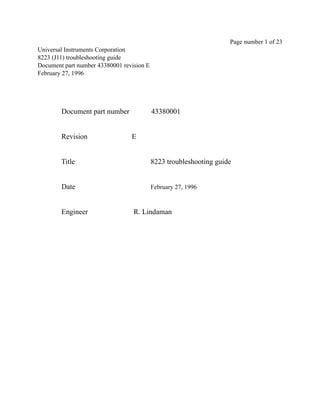 8223 controller (J11) troubleshooting guide | PDF