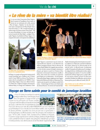 Vie de la cité                                                                                                   9



« Le rêve de la mère » va bientôt être réalisé!
    l y a un an et demi, l’association Bussy Saigon a

I   lancé le projet de l’installation d’une statue en
    bronze sur un rond-point de la ville, nommé
« Place de Saigon ». Baptisée "Le rêve de la mère",
cette statue commémorera les Boat People vietna-
miens des années 75 – 86, et rendra hommage, en
même temps, à la France comme Terre d'asile. «Elle
n’a aucun but politique et n’a pour seul objet que de
raviver le souvenir des Boat People », souligne Chris-
tophe Nguyen, le président de Bussy Saigon. Une
maquette de la statue a été exposée à la médiathèque




                                                         Hugues Rondeau a depuis le départ soutenu ce projet initié par l’association Bussy Saigon,
                                                         présidée par Christophe Nguyen.

                                                         tophe Nguyen a notamment reçu le soutien de                 People vietnamiens qui la remercient pour son accueil.»
                                                         Chantal Brunel, Députée, et du Ministère des                Le sculpteur Vu Dinh Lâm a terminé la réalisation
                                                         Affaires étrangères français, dont le directeur de          de la statue. Haute de 3 m, elle sera posée sur un
                                                         cabinet, Bachir Bakhti, lui a rappelé, dans une lettre,     socle de 1m50. « Le Rêve de la mère » est désormais
                                                         « les liens très forts unissant les peuples vietnamien et   confiée à l’entreprise de fonderie pour le moulage et
Vu Dinh Lâm, le sculpteur a terminé sa belle             français, qui reposent en partie sur l’existence d’une      le coulage du bronze. Sa fabrication est donc aujour-
œuvre il y a quelques jours.
                                                         importante communauté vietnamienne installée en             d’hui pratiquement achevée. Si vous êtes sensible à
de Bussy, et ce projet est fermement soutenu par le      France, dont certains de ses membres ont quitté leur        la démarche de Bussy Saigon pour ce projet collec-
conseil municipal, qui a d’ailleurs voté à l’unani-      pays d’origine sur ces embarcations. » En juin dernier,     tif, vous pouvez toujours envoyer vos dons pour
mité le 3 mars 2008 en sa faveur. Pour financer ce       l’association Bussy Saigon a également reçu l’appro-        contribuer à finaliser son édification, qui est norma-
projet, dont le coût global est de 50000 €, l’asso-      bation de la Préfecture de Seine-et-Marne pour l’ins-       lement prévue pour le début de l’année 2010. n
ciation Bussy Saigon a lancé une collecte de dons.       cription qui sera gravée sur la plaque au pied de la
Vu Dinh Lâm, sculpteur d’origine vietnamienne,           statue: « En hommage à la France, terre d’asile et pays     Plus d’infos sur le site officiel de la statue :
habitant Bussy, est chargé de la réalisation. Chris-     des droits de l’homme. En mémoire de l’exode des Boat-      http://www.tuongdaibussy.com



Voyage en Terre sainte pour le comité de jumelage israélien
           u 18 au 25 octobre, les membres du comité de

D          jumelage israélien Bussy Saint-Georges/Kyriat-
           Ekron ont organisé un voyage en Israël, qui fut
d’après tous les participants une réussite complète.
« Le groupe a été émerveillé par la beauté et la tranquillité
de ce pays, confie Henri Ziem, le vice-président du comité.
Nous avons été reçus par notre ville jumelle KYRIAT-EKRON, qui nous a réservés un
accueil fantastique et nous a fait découvrir tout le folklore israélien, avec en particulier
les danses yéménites, auxquelles nous avons pris part avec un grand plaisir. »
Les Buxangeorgiens ont effectué plusieurs visites des principaux sites touristiques du
pays: Tel Aviv, Jaffa, Césarée, Haïfa, Saint-Jean-d'Acre, Bethléem et Massada.
Ce premier voyage organisé par le comité de jumelage, présidé par Brigitte Abergel,
                                                                                                    Henri Ziem, vice-président du comité de jumelage (au pre-
a donc parfaitement rempli son objectif, et les participants n’attendent plus qu’à repar-           mier plan), et tout le groupe de Bussy sont revenus ravis
tir l’année prochaine, mais cette fois dans le sud de l’Etat d’Israël. L’appel est lancé! n         de leur voyage.


                                                     Bussy Saint-Georges                  N° 117 - Décembre 2009
 