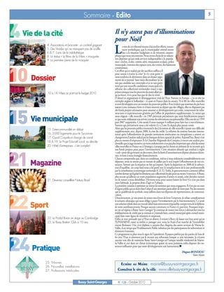 Sommaire - Edito                                                                                                              3



4 Vie de la cité                                              Il n’y aura pas d’illuminations
                                                              pour Noël
                                                              L
           4. Associations et brocante: un cocktail gagnant            e titre de cet éditorial résume à lui seul les efforts, notam-
           5. Des Virades qui ne manquent pas de souffle               ment symboliques, que la municipalité entend mener
           6 & 7. L’actu de la médiathèque                             face à la situation budgétaire et de trésorerie catastro-
           8. La statue « Le Rêve de la Mère » inaugurée      phique que nous rencontrons. Nous avons choisi de ne réduire
                                                              nos dépenses qu’aux seuls services indispensables à la popula-
           9. La première pierre de la mosquée                tion: crèches, écoles, centres aérés, restauration scolaire, police




10 Dossier
                                                              municipale, entretien des espaces verts, des voiries, des bâtiments
                                                              communaux.
                                                              Cet effort qui se traduit par des sacrifices suffira-t-il
                                                              pour autant à écarter la crise? Je n’y crois guère et
                                                              nous tendons à le démontrer dans un dossier argu-
                                                              menté de ce journal. Sans visées électoralistes (je ne
                                                              suis pas candidat aux cantonales et je ne suis guère
                                                              tenté par une nouvelle candidature municipale si la
                                                              réforme des collectivités territoriales visant à sup-
           10 à 14. Mises au point sur le budget 2010         primer presque tous les pouvoirs du maire allait jus-
                                                              qu’au bout), il n’a pour but que de dire la vérité.
                                                              D’abord en stigmatisant le désengagement total de l’Etat. Partout en Europe – j’ai en tête les
                                                              exemples anglais et hollandais – et aussi en France dans les années 70 et 80, les villes nouvelles
                                                              se sont développées avec un soutien des pouvoirs publics. Il est évident que soumises de par leurs




15 Vie municipale
                                                              statuts à une croissance forte et n’étant souvent au départ que des villages, elles ne disposent pas
                                                              des fonds propres nécessaires pour assumer ce développement qui coûte, notamment les infra-
                                                              structures et superstructures générées par l’afflux de population supplémentaire. Le statut qui
                                                              nous érigeait « ville nouvelle » en 1985 prévoyait précisément que nous bénéficierions jusqu’à
                                                              ce que notre réalisation soit arrivée à terme de subventions exceptionnelles. Elles ont été en 1999
                                                              puis 2007 supprimées. Cette année il nous manque 4 millions pour faire face à nos échéances.
                                                              Somme qui précisément nous a été enlevée il y a 3 ans. Et depuis plus jamais versée.
           15. L’intercommunalité en débat                    Alors que les pouvoirs publics tournent le dos à la notion de ville nouvelle s’ajoute une difficulté
                                                              supplémentaire avec, depuis 2008, la crise du crédit. La réforme du système bancaire interna-
           16. 3000 logements pour le Sycomore                tional après l’effondrement de grandes institutions américaines ou européennes a amené un
           17. Canal Coquelicot change de canal               changement d’analyse radical par les banques de leur capacité de prêter. Aujourd’hui, Bussy n’est
           18 & 19. Le Projet Educatif Local se dévoile       plus en mesure d’emprunter. Et la Chambre Régionale des Comptes, à travers une analyse pru-
                                                              dentielle que je juge excessive car notre endettement n’est pas plus important que celui des autres
           20. Hôtel d’entreprises: c’est complet!            villes nouvelles en France ou à l’étranger, n’arrange pas les choses en prônant de ne recourir qu’à




21 Magazine
                                                              nos fonds propres pour payer l’investissement. Cette situation absurde qui tendrait à régler
                                                              «cash» pour des gymnases ou des routes, dont la durée d’amortissement dépasse plusieurs décen-
                                                              nies, revient à nous étrangler financièrement.
                                                              Chacun comprendra que, dans ces conditions, même si nous réduisons considérablement nos
                                                              dépenses, nous ne serons pas en mesure de pallier par le seul impôt l’effondrement de nos res-
                                                              sources. Surtout que la situation ne fait qu’empirer. Après la disparition en 2008 de la subven-
                                                              tion d’équilibre, un coup fatal nous a été porté avec le remplacement de la taxe professionnelle
                                                              par la contribution économique territoriale (C.E.T.). Enfin, le gouvernement a annoncé début
                                                              octobre dernier qu’il gelait les dotations aux collectivités locales pour au moins 3 exercices. A Bussy,
                                                              plus encore qu’ailleurs car notre population augmente d’année en année, cette dernière mesure
           21. Devenez conseillère Natura Brasil              est de nature à nous déstabiliser. Devrions-nous pour autant baisser les bras? Ce n’est pas dans
                                                              mon habitude. Je propose donc d’agir en 3 phases.
                                                              La première consiste à optimiser au mieux les sommes que nous engageons. Il n’est pas un euro
                                                              d’argent public qui ne doive faire l’objet d’une attention particulière de notre part. Par des mesures




22 Sport
                                                              que je qualifierais de symbole, nous taillons dans nos dépenses de représentation, de communi-
                                                              cation.
                                                              Deuxièmement, je vais tenter de toutes mes forces de lever l’emprunt. Je refuse complètement
                                                              le scénario ubuesque qui nous oblige à payer l’investissement par le fonctionnement. Ce serait
                                                              une solution idéale dans un monde idéal mais strictement impossible compte tenu de la faiblesse
                                                              de notre autofinancement. Presque aucune commune en France n’y parvient. Pourquoi impo-
                                                              ser un tel régime à Bussy Saint-Georges? Je continue de toutes mes forces à démarcher tous les
                                                              établissements de crédit que je connais et j’entends bien, conseil municipal après conseil muni-
                                                              cipal, faire voter lignes de trésorerie et emprunts.
           22. Le Prodal Boran en stage au Cambodge           Enfin, je reste persuadé que si l’Etat est absent, il revient à Bercy de laisser son bras armé qu’est
           23. Le Bussy Basket Club a 10 ans                  l’EPAMARNE casser sa tirelire et partager avec nous les fruits d’un marché de l’immobilier
                                                              encore florissant. Oui, n’en déplaise à certains élus chagrins des autres secteurs de Marne-la-
                                                              Vallée, il est temps que l’Etablissement Public substitue par des participations les subventions et
                                                              dotations évanouies.




24 Pratique
                                                              Ce programme se place sous le signe de l’opiniâtreté. Il passera parfois par des parties de bras de
                                                              fer avec l’Etat et sûrement par le recours aux tribunaux lorsque ce sera nécessaire. Je n’écarte
                                                              aucune voie afin de maintenir Bussy Saint-Georges tel l’unique modèle résidentiel de Marne-
                                                              la-Vallée et ceci dans un climat économique apaisé où nous puissions enfin disposer des res-
                                                              sources suffisantes pour que notre développement soit harmonieux.
                                                                                                                                           Hugues RONDEAU
                                                                                                                                                   Votre Maire

          25. Tribunes
                                                                  Ecrire au Maire : mairie@bussy-saint-georges.fr
          26. Nouvelles installations
          27. Professions médicales                              Consulter le site de la ville: www.ville-bussy-saint-georges.fr


                                      Bussy Saint-Georges        N° 126 - Octobre 2010
 