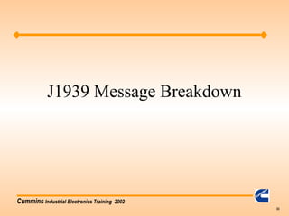 Cummins Industrial Electronics Training 2002
33
J1939 Message Breakdown
 