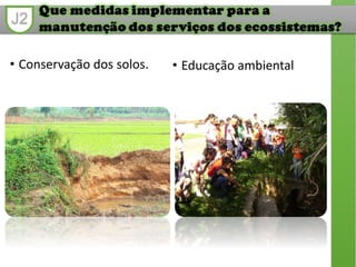 J2
• Conservação dos solos. • Educação ambiental
 