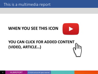 HUB REPORT
Bonjour je m’appelle Charlotte
HUBREPORT © HUB Institute All rights reserved3
This is a multimedia report
3
WHEN YOU SEE THIS ICON
YOU CAN CLICK FOR ADDED CONTENT
(VIDEO, ARTICLE…)
 