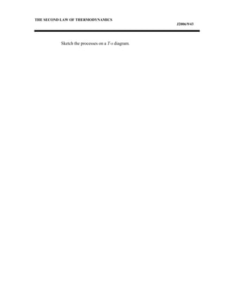 THE SECOND LAW OF THERMODYNAMICS
J2006/9/43
Sketch the processes on a T-s diagram.
 