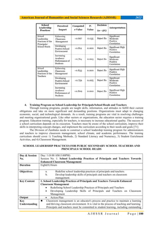 School Leadership Practices Towards Enhanced Classroom Management ...