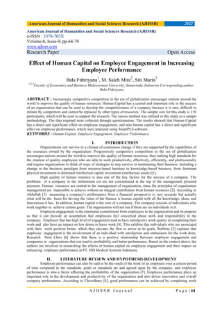 Effect of Human Capital on Employee Engagement in Increasing Employee ...