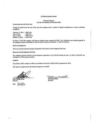 J2 Ireland 2015 Financials